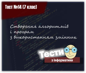Створення алгоритмів і програм з використанням змінних. Тест 14. Інформатика 7 клас