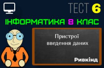 Пристрої введення даних. Тест 6 (Інформатика 8 клас Ривкінд НУШ)