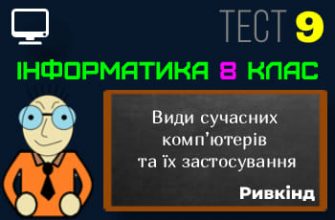 Види сучасних комп’ютерів та їх застосування. Тест 9 (Інформатика 8 клас Ривкінд НУШ)