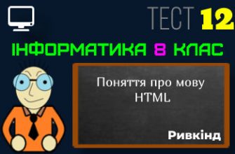 Поняття про мову HTML. Тест 12 (Інформатика 8 клас Ривкінд)