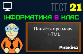 Поняття про мову HTML. Тест 21 (Інформатика 8 клас Ривкінд НУШ)