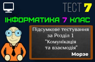 Підсумкове тестування за Розділ 1 "Комунікація та взаємодія". Тест 7 (Інформатика 1 клас Морзе - НУШ)