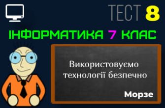 Використовуємо технології безпечно. Тест 8 (Інформатика 7 клас Морзе - НУШ)