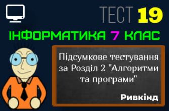 Підсумкове тестування за Розділ 2 "Алгоритми та програми". Тест 19 (Інформатика 1 клас Ривкінд - НУШ)