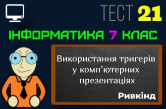 Використання тригерів у комп’ютерних презентаціях. Тест 21 (Інформатика 7 клас Ривкінд - НУШ)