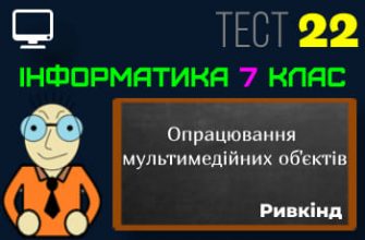 Опрацювання мультимедійних об'єктів. Тест 22 (Інформатика 7 клас Ривкінд - НУШ)