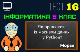 Як працюють із масивом даних у Python? Тест 16 (Інформатика 8 клас Морзе НУШ)