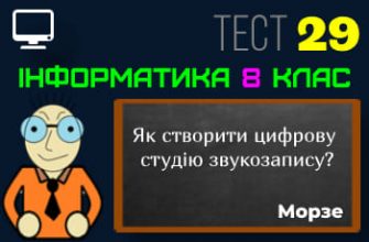 Як створити цифрову студію звукозапису? Тест 29 (Інформатика 8 клас Морзе НУШ)