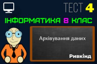 Стиснення даних. Архівування даних. Резервне копіювання. Тест 4 (Інформатика 8 клас Ривкінд НУШ)