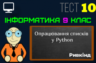 Опрацювання списків у Python. Тест 10 (Інформатика 9 клас Ривкінд НУШ)