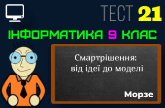 Смартрішення: від ідеї до моделі. Тест 21 (Інформатика 9 клас Морзе НУШ)