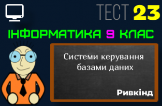 Бази даних. Системи керування базами даних. Тест 23 (Інформатика 9 клас Ривкінд НУШ)