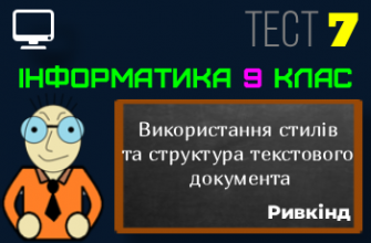 Використання стилів та структура текстового документа. Тест 7 (Інформатика 9 клас Ривкінд НУШ)